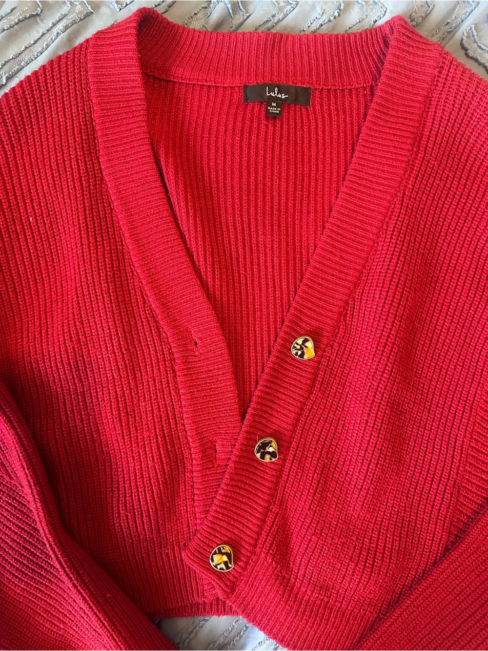 Lulu's Red Ribbed Midi Skirt with Front Slit. Skirt L, tops M - Picture 10 of 11
